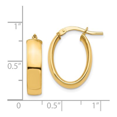 14K Yellow Gold Oval Tube Hoop Earrings – view 5