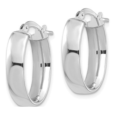 14K White Gold Oval Tube Hoop Earrings – view 3