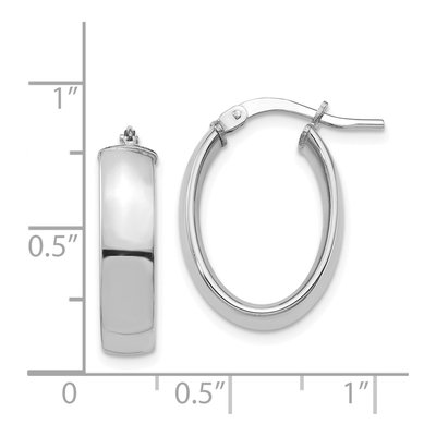 14K White Gold Oval Tube Hoop Earrings – view 5