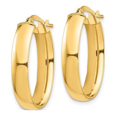 14K Yellow Gold Oval Tube Hoop Earrings – view 2