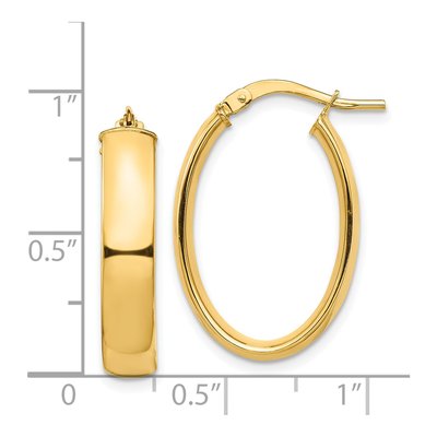 14K Yellow Gold Oval Tube Hoop Earrings – view 4