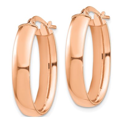 14K Rose Gold Oval Tube Hoop Earrings – view 3