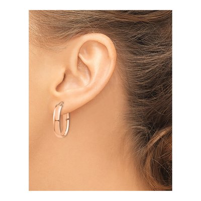 14K Rose Gold Oval Tube Hoop Earrings – view 4