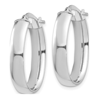 14K White Gold Oval Tube Hoop Earrings – view 3