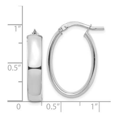 14K White Gold Oval Tube Hoop Earrings – view 5