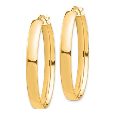 14K Yellow Gold Oval Tube Hoop Earrings – view 3