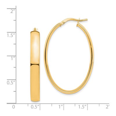14K Yellow Gold Oval Tube Hoop Earrings – view 5