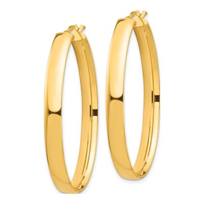 14K Yellow Gold Oval Tube Hoop Earrings – view 3