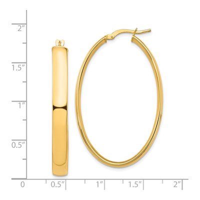 14K Yellow Gold Oval Tube Hoop Earrings – view 5