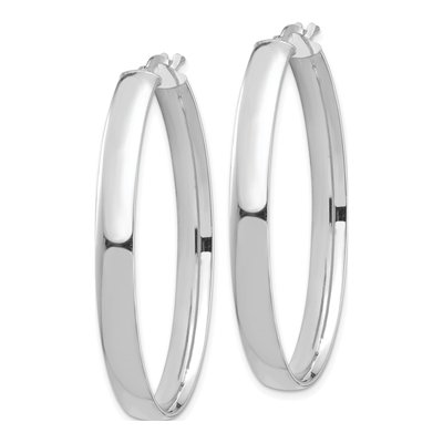14K White Gold Oval Tube Hoop Earrings – view 3