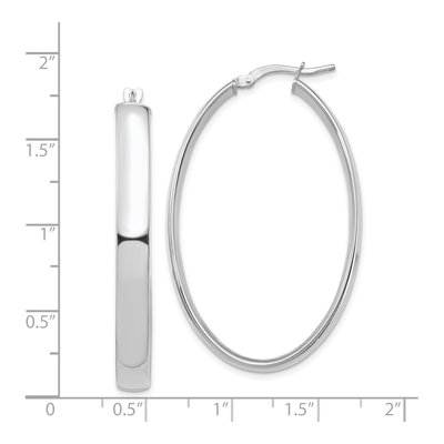 14K White Gold Oval Tube Hoop Earrings – view 5