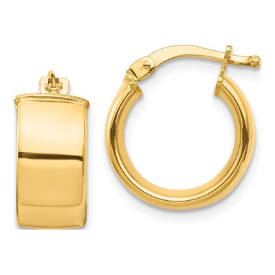 14K Yellow Gold 14mm Tube Hoop Earrings