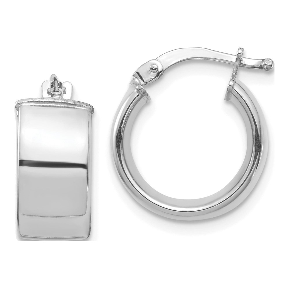 14K White Gold 14mm Tube Hoop Earrings
