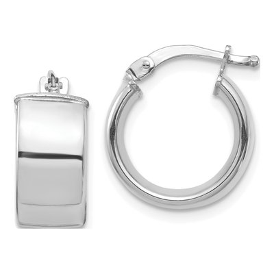 14K White Gold 14mm Tube Hoop Earrings