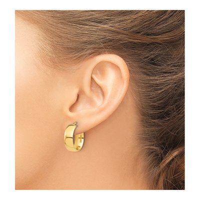 14K Yellow Gold 21mm Tube Hoop Earrings – view 3