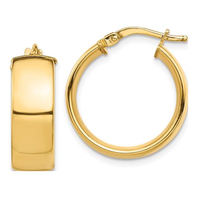 14K Yellow Gold 21mm Tube Hoop Earrings