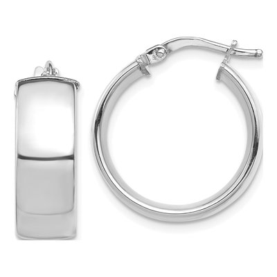 14K White Gold 21mm Tube Hoop Earrings