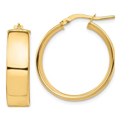 14K Yellow Gold 24mm Tube Hoop Earrings