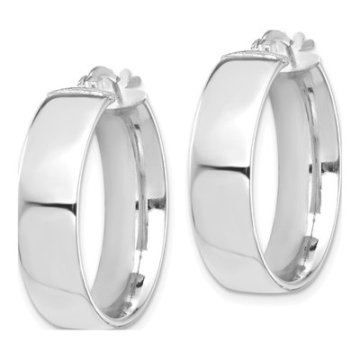 14K White Gold 24mm Tube Hoop Earrings – view 3