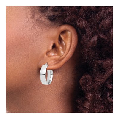 14K White Gold 24mm Tube Hoop Earrings – view 4