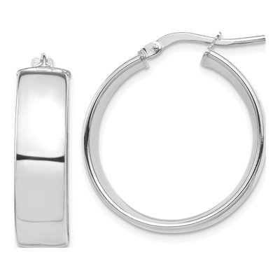 14K White Gold 24mm Tube Hoop Earrings