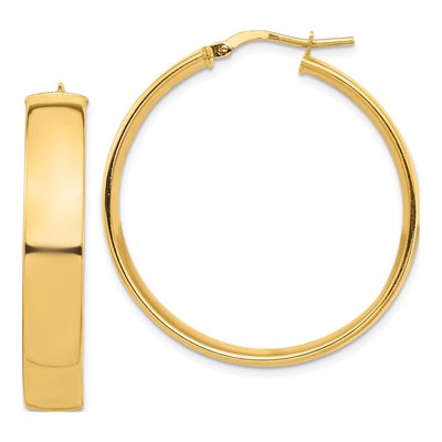 14K Yellow Gold 36mm Tube Hoop Earrings