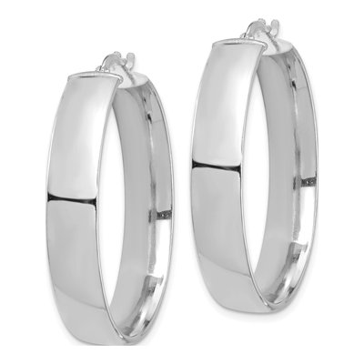 14K White Gold 36mm Tube Hoop Earrings – view 3