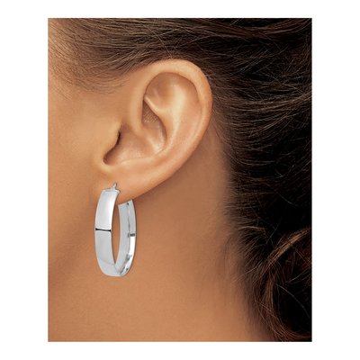 14K White Gold 36mm Tube Hoop Earrings – view 4