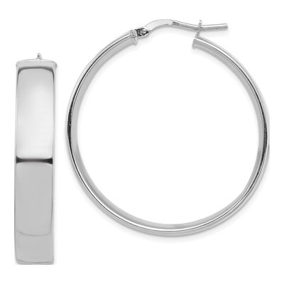14K White Gold 36mm Tube Hoop Earrings