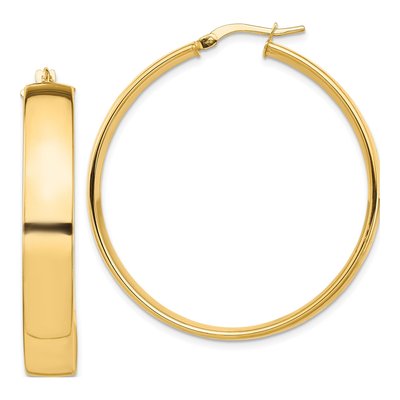 14K Yellow Gold 40mm Tube Hoop Earrings