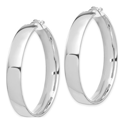 14K White Gold 40mm Tube Hoop Earrings – view 3