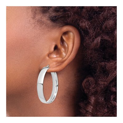 14K White Gold 40mm Tube Hoop Earrings – view 4