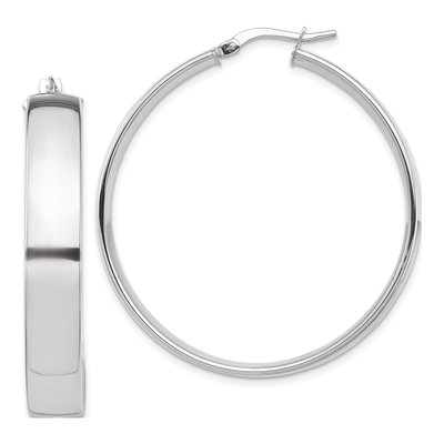14K White Gold 40mm Tube Hoop Earrings