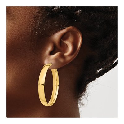 14K Yellow Gold 45mm Tube Hoop Earrings – view 4