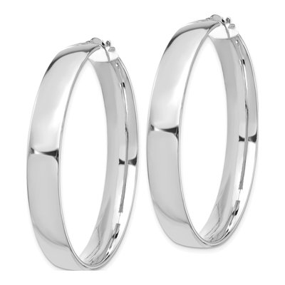 14K White Gold 45mm Tube Hoop Earrings – view 3