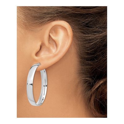 14K White Gold 45mm Tube Hoop Earrings – view 4