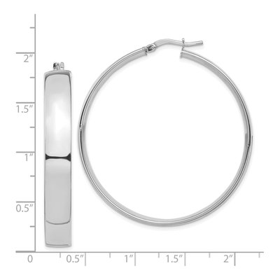 14K White Gold 45mm Tube Hoop Earrings – view 5