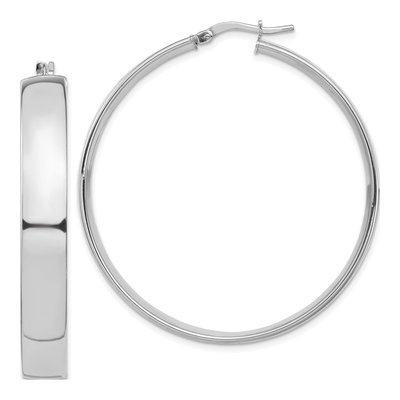 14K White Gold 45mm Tube Hoop Earrings