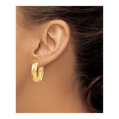 14K Yellow Gold 25mm Oval Tube Hoop Earrings – view 3