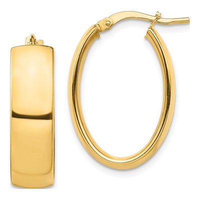 14K Yellow Gold 25mm Oval Tube Hoop Earrings