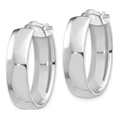 14K White Gold 25mm Oval Hoop Earrings – view 3