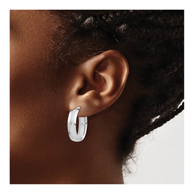 14K White Gold 25mm Oval Hoop Earrings – view 4