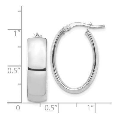 14K White Gold 25mm Oval Hoop Earrings – view 5