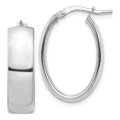 14K White Gold 25mm Oval Hoop Earrings