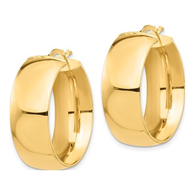 14K Yellow Gold 28mm Tube Hoop Earrings – view 3