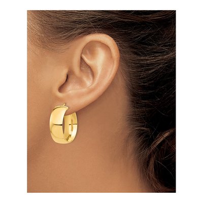 14K Yellow Gold 28mm Tube Hoop Earrings – view 4