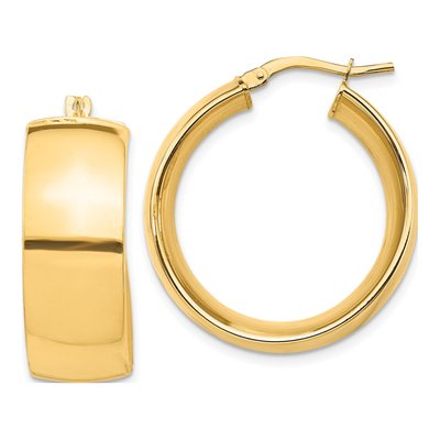 14K Yellow Gold 28mm Tube Hoop Earrings