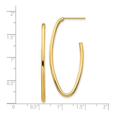 14K Yellow Gold 44mm Oval Hoop Earrings – view 5