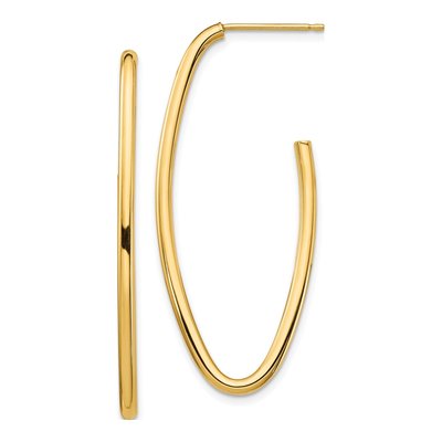 14K Yellow Gold 44mm Oval Hoop Earrings