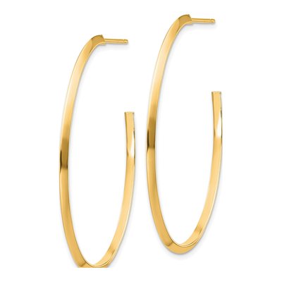 14K Yellow Gold Knife Edge Oval Hoop Earrings – view 2